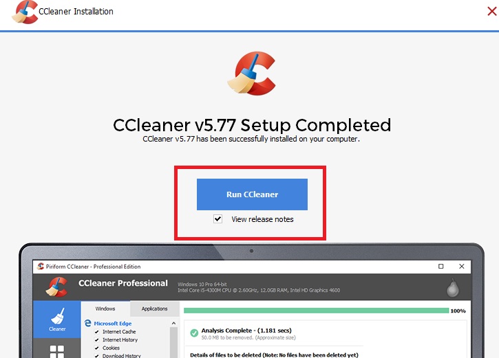 4. Run Ccleaner